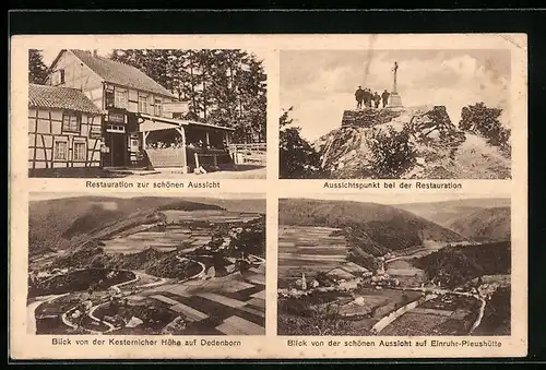 AK Einruhr, Restaurant zur schönen Aussicht, Aussichtspunkt, Blick von der Kesternicher Höhe auf Dedenborn