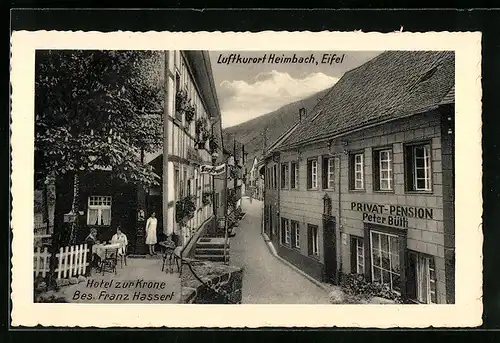 AK Heimbach /Eifel, Hotel zur Krone und Privat-Pension Peter Bütti
