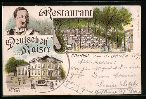Lithographie Elberfeld, Restaurant zum Deutschen Kaiser