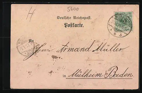 Lithographie Ronsdorf, Amtsgericht, Turnhalle, Post