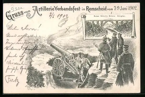 Künstler-AK Remscheid, Artillerie-Verbandsfest, 7.-9. Juni 1902, Regiment