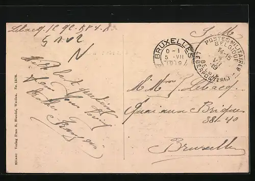 AK Vorweiden, Strassenpartie mit Postamt