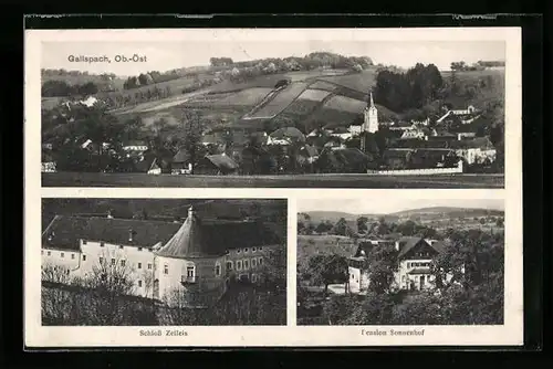 AK Gallspach, Schloss Zeileis, Pension Sonnenhof, Totalansicht