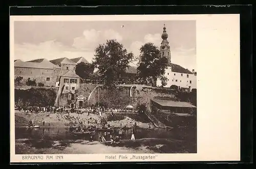 AK Braunau am Inn, Hotel Fink, Nussgarten