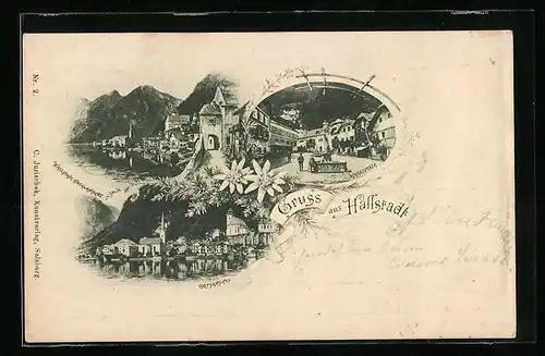 AK Hallstadt, Ortsansicht, Marktplatz
