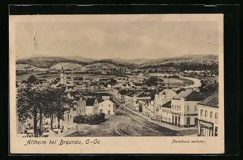 Künstler-AK Altheim bei Braunau, Panorama der Gemeinde