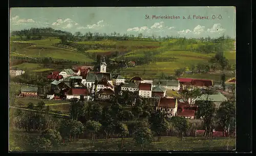 AK St. Marienkirchen a. d. Polsenz, Teilansicht mit Kirche
