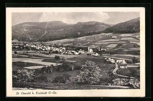 AK St. Oswald b. Freistadt, Teilansicht mit Kirche