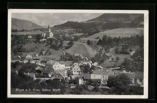 AK Meyer a.d . Enns, Unterer Markt mit Kirche