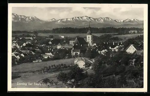 AK Sierning bei Steyr, Ortspartie mit Kirche