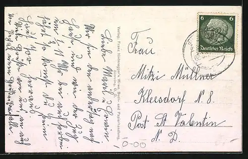 AK Sierning bei Steyr, Ortspartie mit Kirche