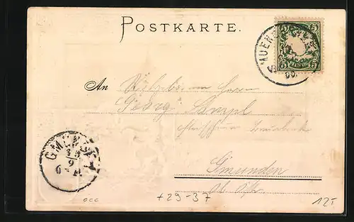 Passepartout-Lithographie München, Karlsplatz, Wappen, Münchner Kindl