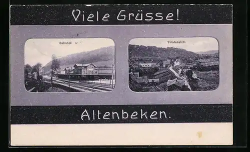 AK Altenbeken, Bahnhof und Totalansicht