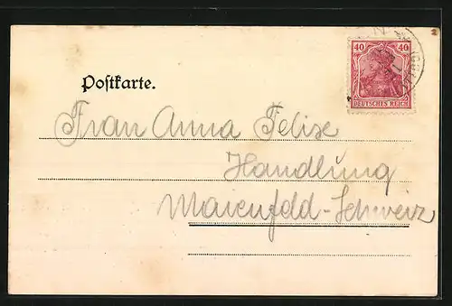 AK Owen-Teck, Gasthaus zum Bahnhof, Ortsansicht