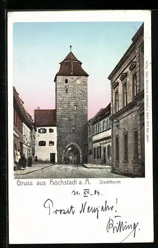 AK Höchstadt a. A., Strassenpartie am Stadtturm