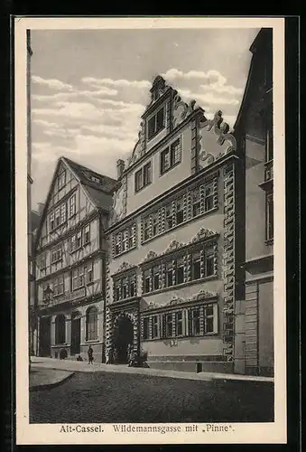 AK Alt-Cassel, Wildemannsgasse mit Gasthaus Pinne