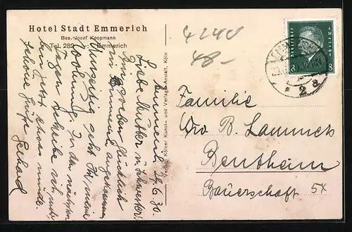 AK Emmerich, Hotel Stadt Emmerich, Strassenansicht