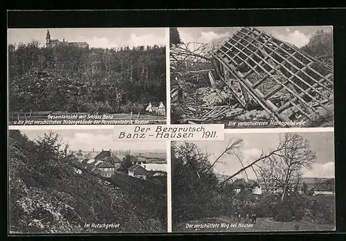 AK Banz-Hausen, Ausmass des Bergrutsch 1911, Gesamtansicht mit Schloss Banz