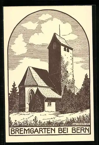 Künstler-AK Bremgarten, Kirche