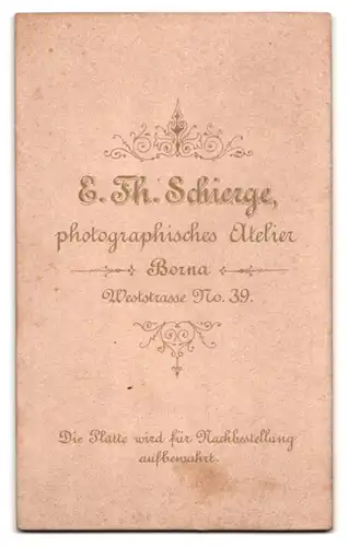 Fotografie E. Th. Schierge, Borna, Weststrasse 39, Portrait eines jungen Soldat in Uniform