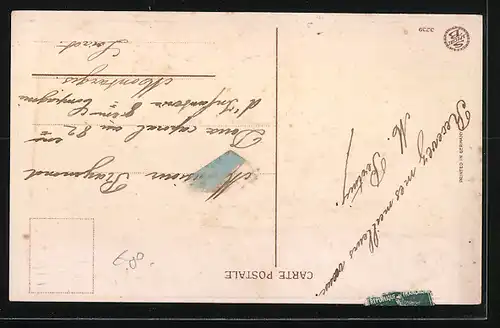 Präge-AK Bonne Année, Kleiner Flugpionier im Flugzeug