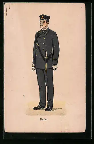 Künstler-AK Belgischer Kadet mit Dolch