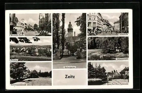 AK Zeitz, Rathausgarten, Wendische Strasse, Leninstrasse