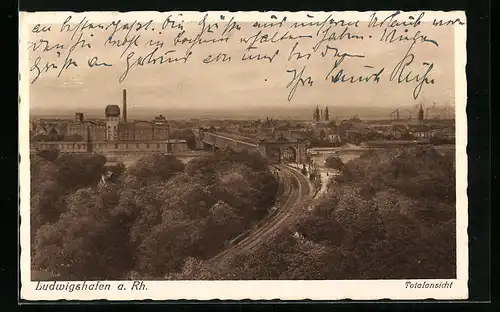 AK Ludwigshafen a. Rh., Totalansicht aus der Vogelschau