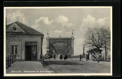 AK Kehl /Rh., Rheinbrücke mit Grenzübergang