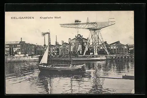 AK Kiel-Gaarden, Kruppsche Werft mit Kran