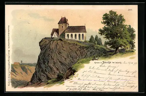 Lithographie Beucha bei Leipzig, Die Kirche
