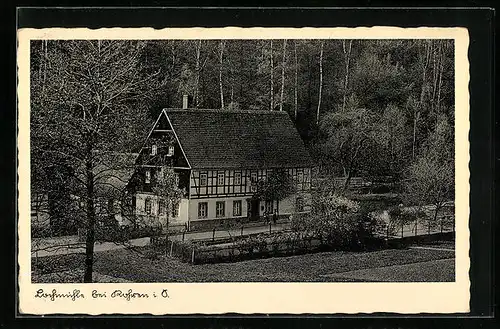 AK Kohren i. S., Gasthaus Lochmühle aus der Vogelschau