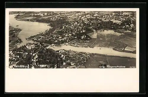 AK Rendsburg, Fliegeraufnahme der Stadt