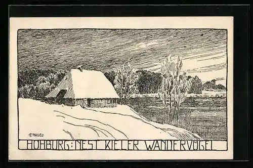 Künstler-AK Hohburg, Nest Kieler Wandervögel
