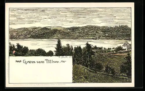 Künstler-AK Hermann Daur: Titisee, Panorama