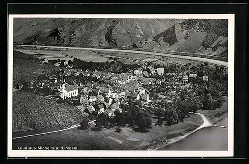 AK Minheim a.d. Mosel, Totalansicht aus der Vogelschau