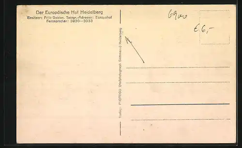 AK Heidelberg, Hotel der Euopäische Hof