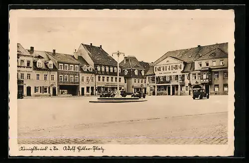 AK Königsbrück i. Sa., Platz mit Geschäften