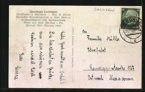 AK Werdau i. Sa., Gasthaus Jägerhaus Leubnitztal