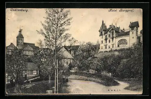 AK Tecklenburg, Hotel Burggraf mit Grünanlage