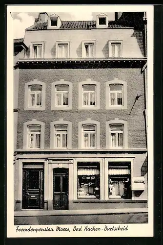 AK Bad Aachen-Burtscheid, Blick auf die Fremdenpension Moers, Burtscheidermarkt 19