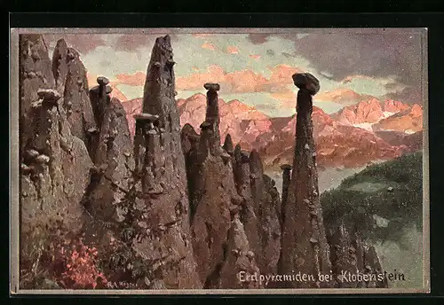 Künstler-AK Rudolf Alfred Höger: Klobenstein, Erdpyramiden