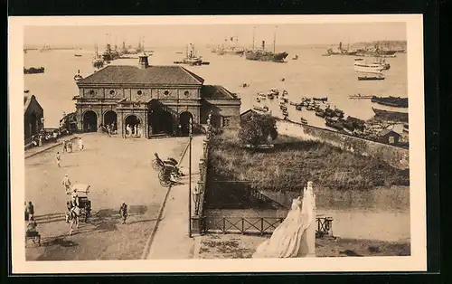 AK Colombo, Hafenansicht mit Schiffen