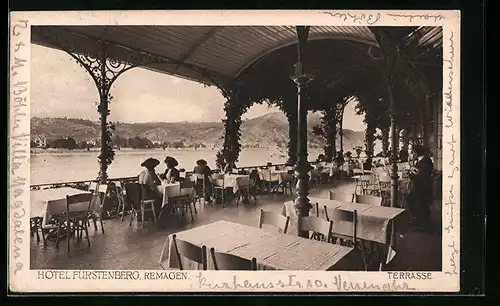 AK Remagen, Hotel Fürstenberg, Terrasse