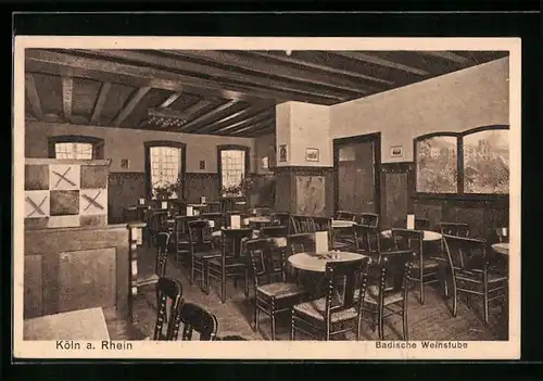 AK Köln a. Rhein, Badische Weinstube, Innenansicht