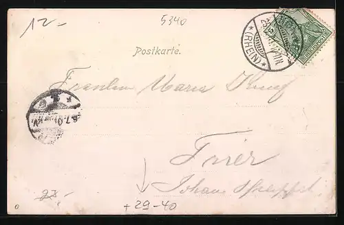 Goldfenster-AK Honnef a. Rh., Ortsansicht mit leuchtenden Fenstern