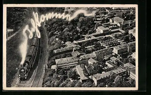 AK Bad Kissingen, Teilansicht mit Zug