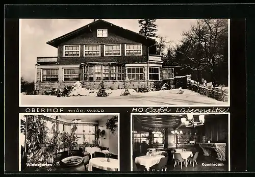 AK Oberhof /Thür. Wald, HO Cafe Luisensitz, Kaminraum