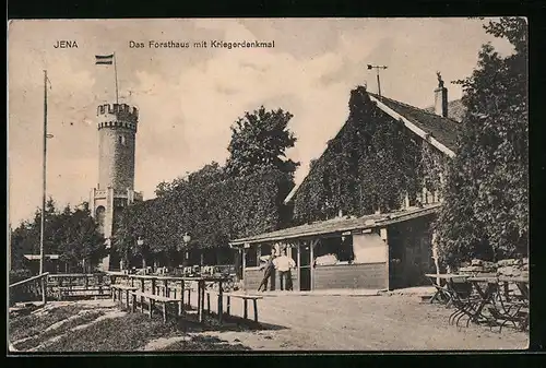 AK Jena, Das Forsthaus mit Kriegerdenkmal