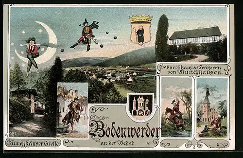 AK Bodenwerder an der Weser, Münchhäuser Grotte, Geburtshaus des Freiherrn von Münchhausen